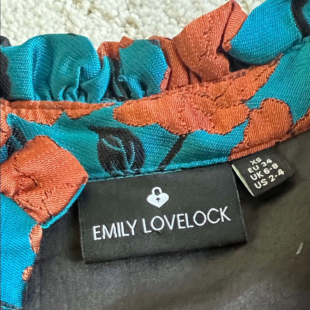 Floral Long Sleeve Dress - Teal and Orange - Picture 2 of 7